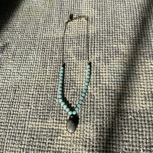 Jessica Simpson blue and grey beaded gold necklace